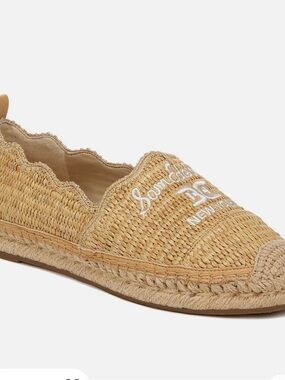 Sam Edelman Natural Raffia Scalloped Espadrille Flat